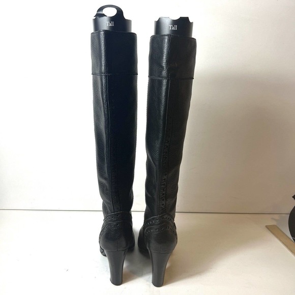 Michael Kors Black Pebbled Leather Wingtip Knee High Boots Shoes Women's Size 6M - Picture 9 of 12
